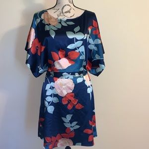 BCBG Maxazria floral tie waist dress